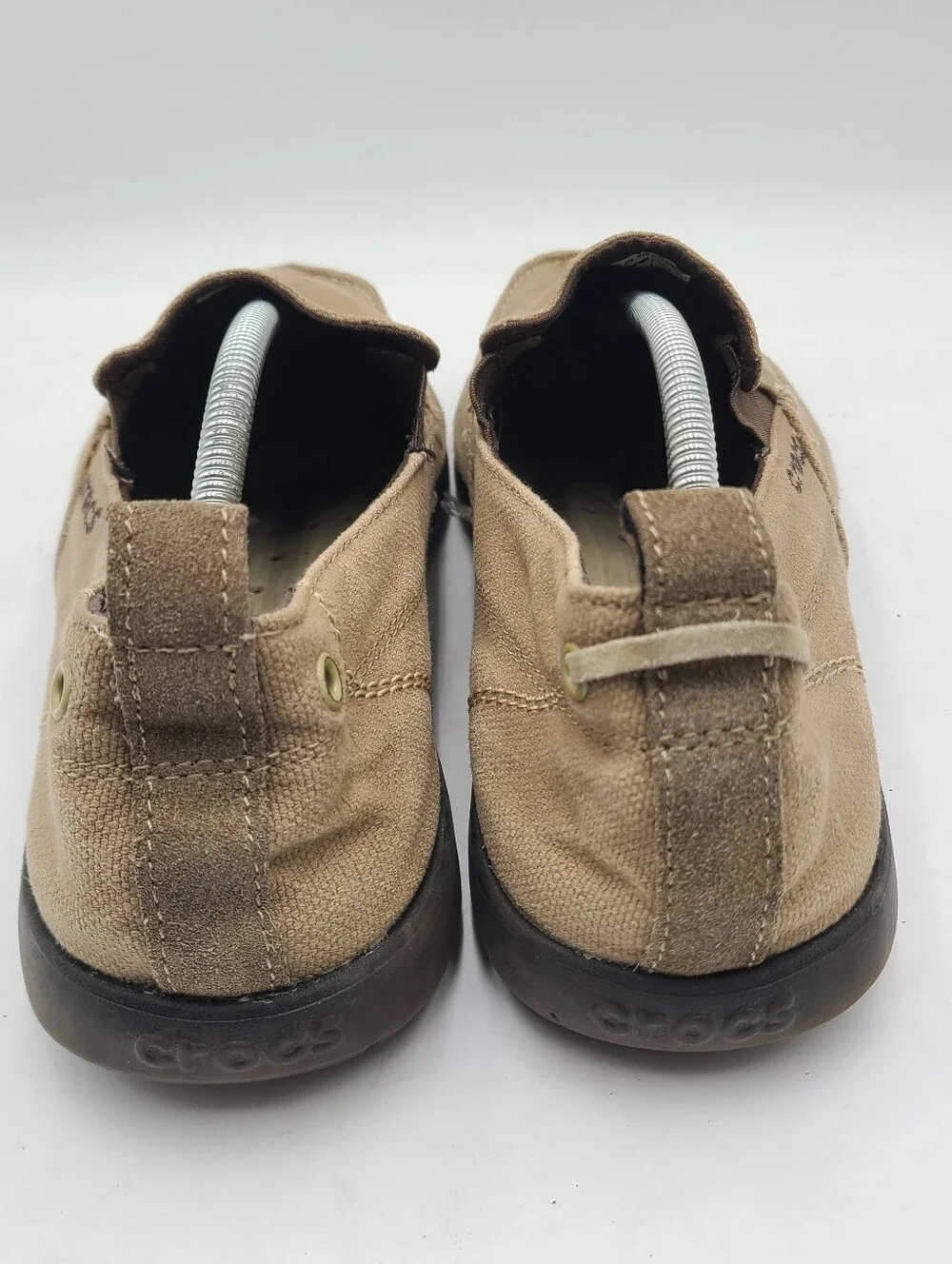B41 Crocs Men's Walu Slip-On Loafers Shoes Khaki Boat Sneaker Size 12